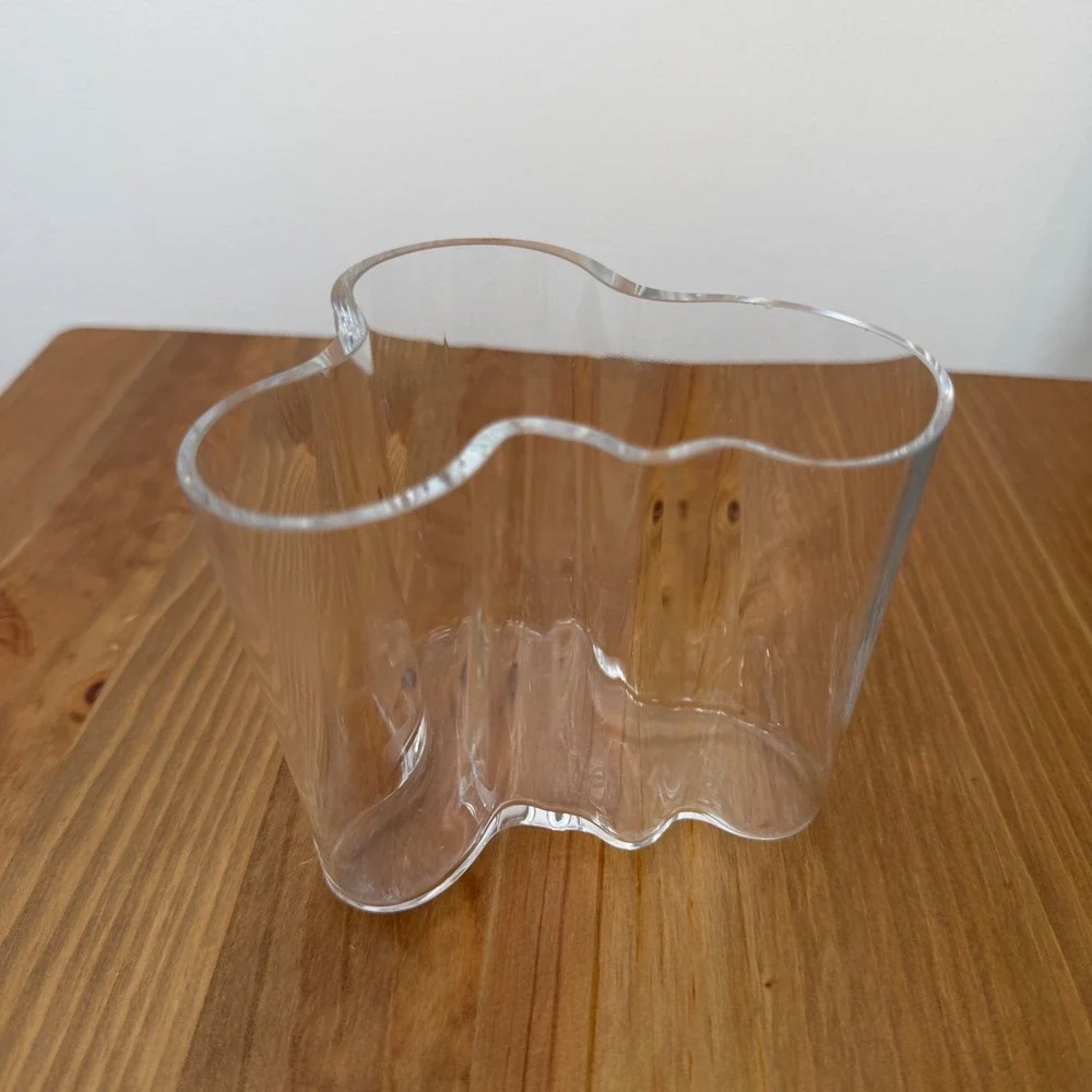 Iittala Alvar Aalto Clear Glass Savoy Vase Mid-Century Modern Finnish Art Glass